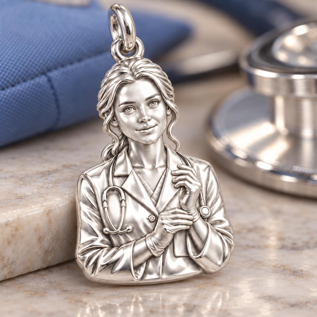Hero Nurse Charm Bracelet – Personalized Nurse Gift – macro detail of the charm