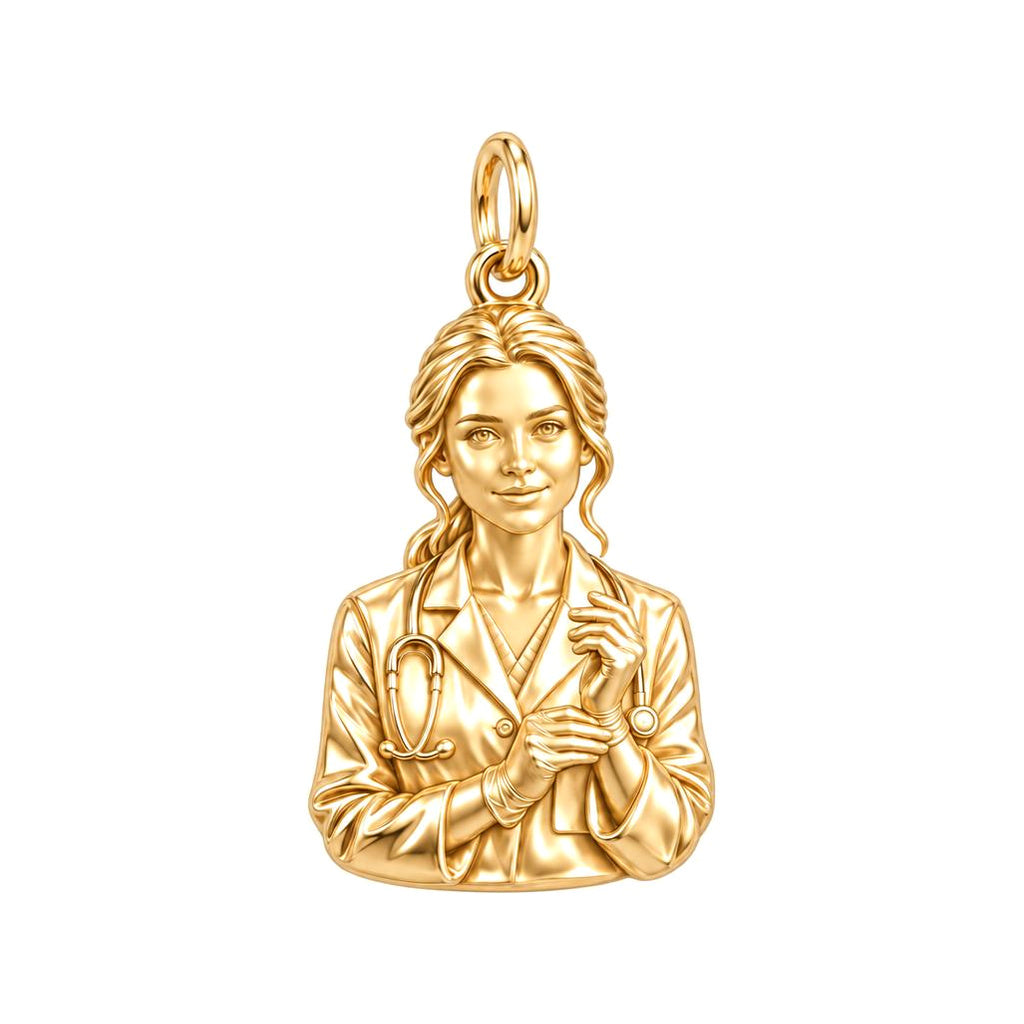 Hero Nurse Charm Bracelet – Personalized Nurse Gift – 18K gold charm, front view