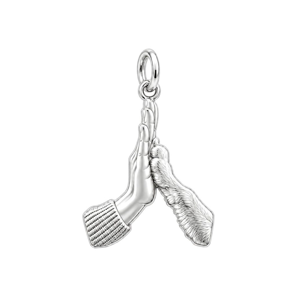High Five Paw Charm Bracelet – Personalized Dog Mom Gift – silver charm, front view