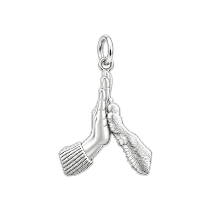 High Five Paw Charm Bracelet – Personalized Dog Mom Gift – silver charm, front view