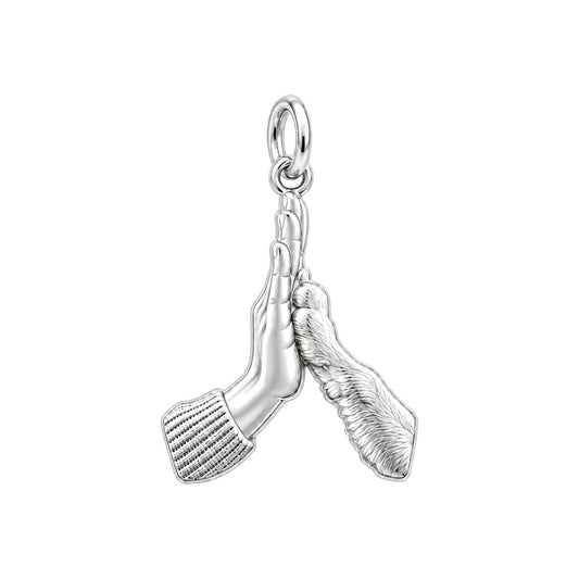 High Five Paw Charm Bracelet – Personalized Dog Mom Gift – silver charm, front view