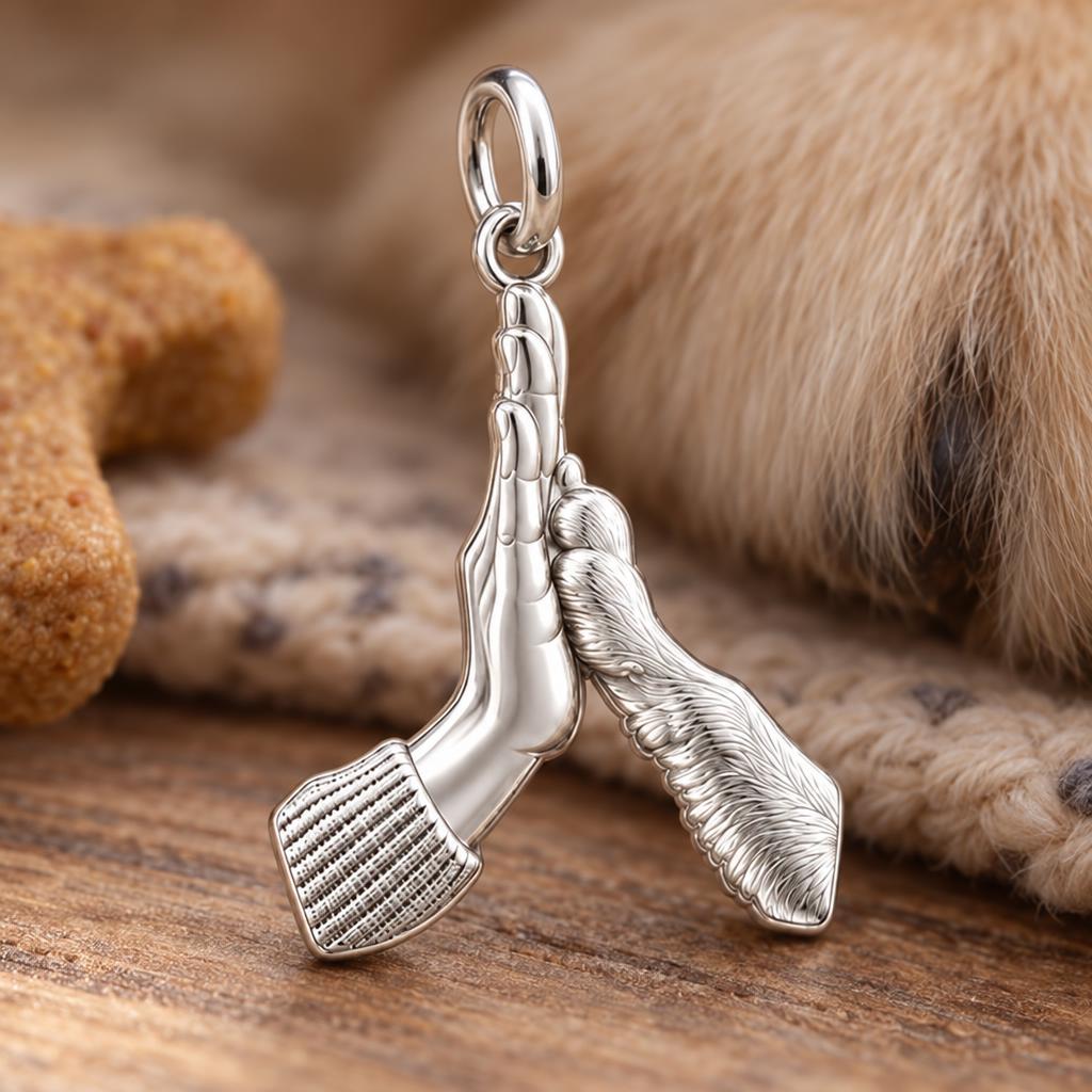High Five Paw Charm Bracelet – Personalized Dog Mom Gift – macro detail of the charm