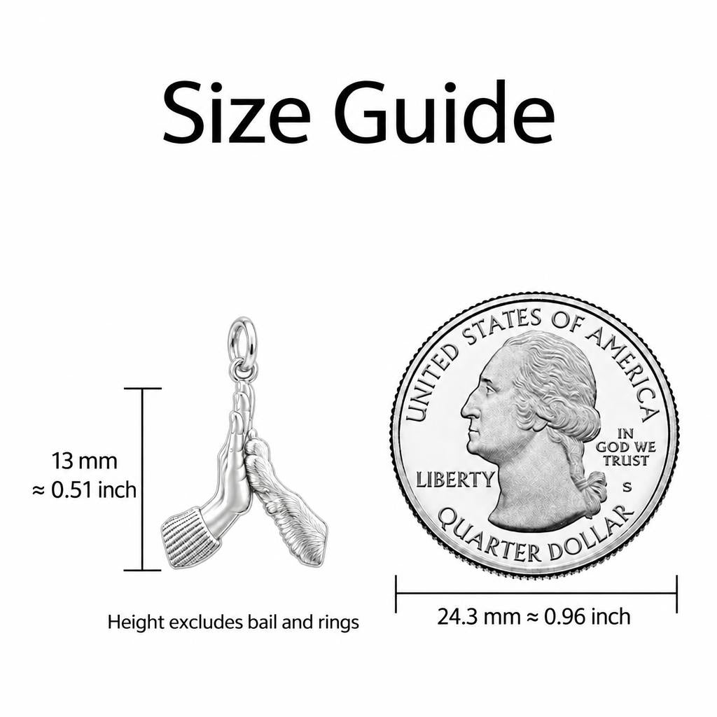 High Five Paw Charm Bracelet – Personalized Dog Mom Gift – size guide, 13 mm charm next to a quarter