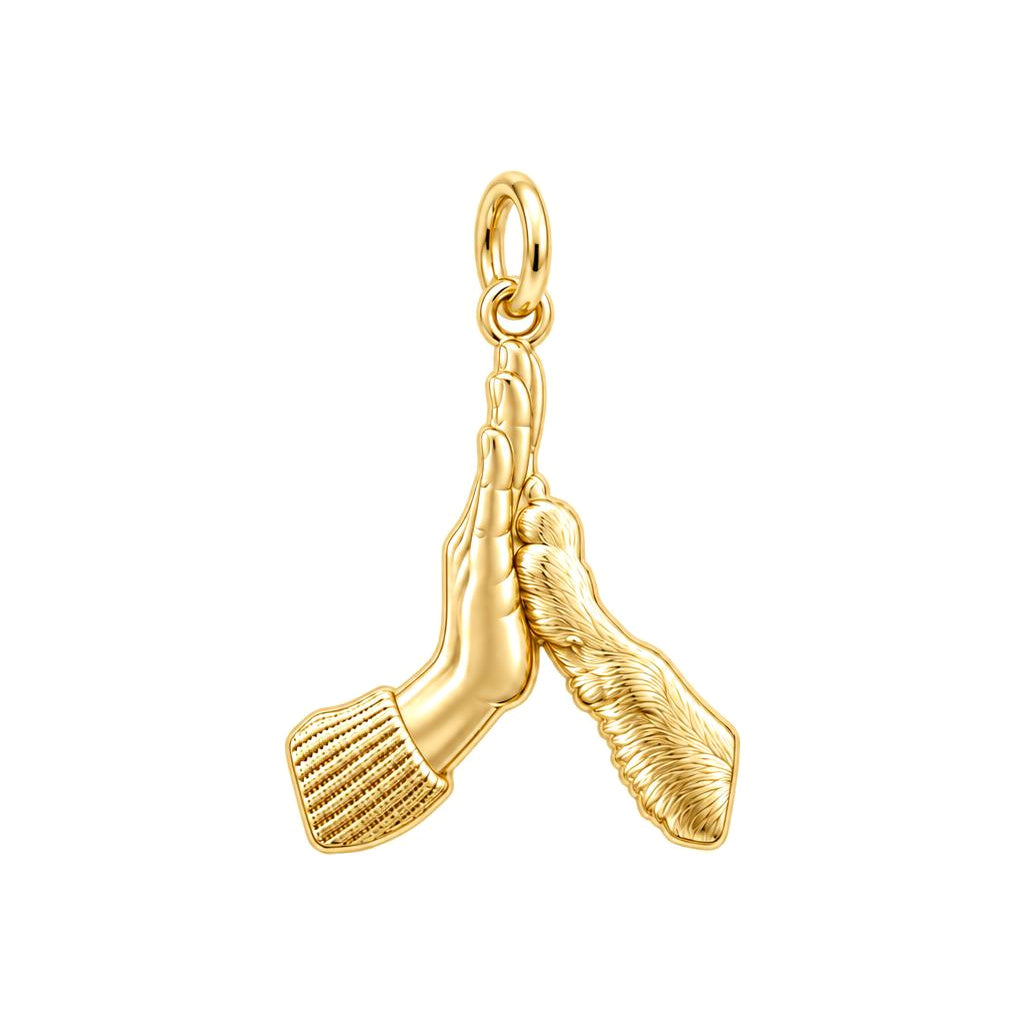 High Five Paw Charm Bracelet – Personalized Dog Mom Gift – 18K gold charm, front view
