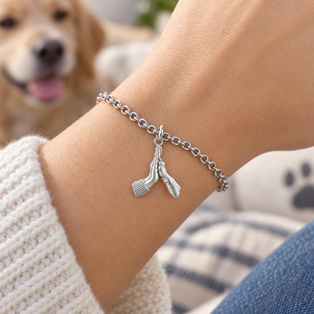 High Five Paw Charm Bracelet Set – worn / in use