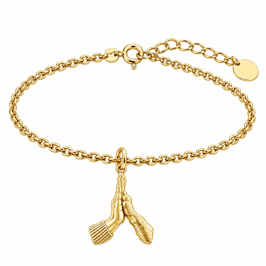 High Five Paw Charm Bracelet Set – 18K gold, front view