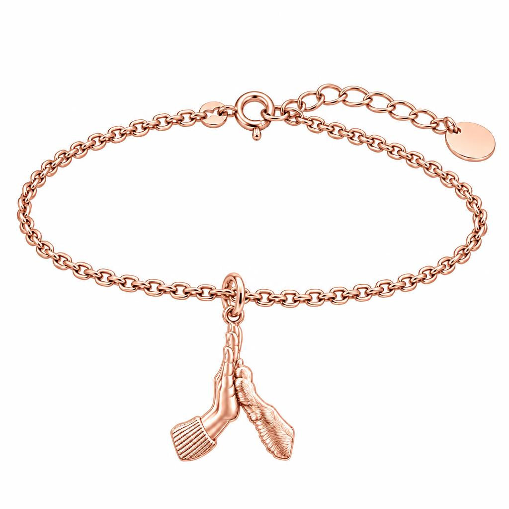 High Five Paw Charm Bracelet Set – rose gold, front view