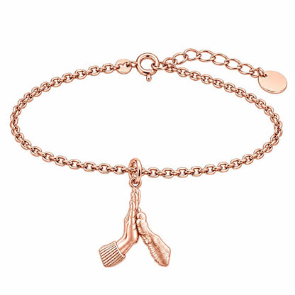 High Five Paw Charm Bracelet Set – rose gold, front view