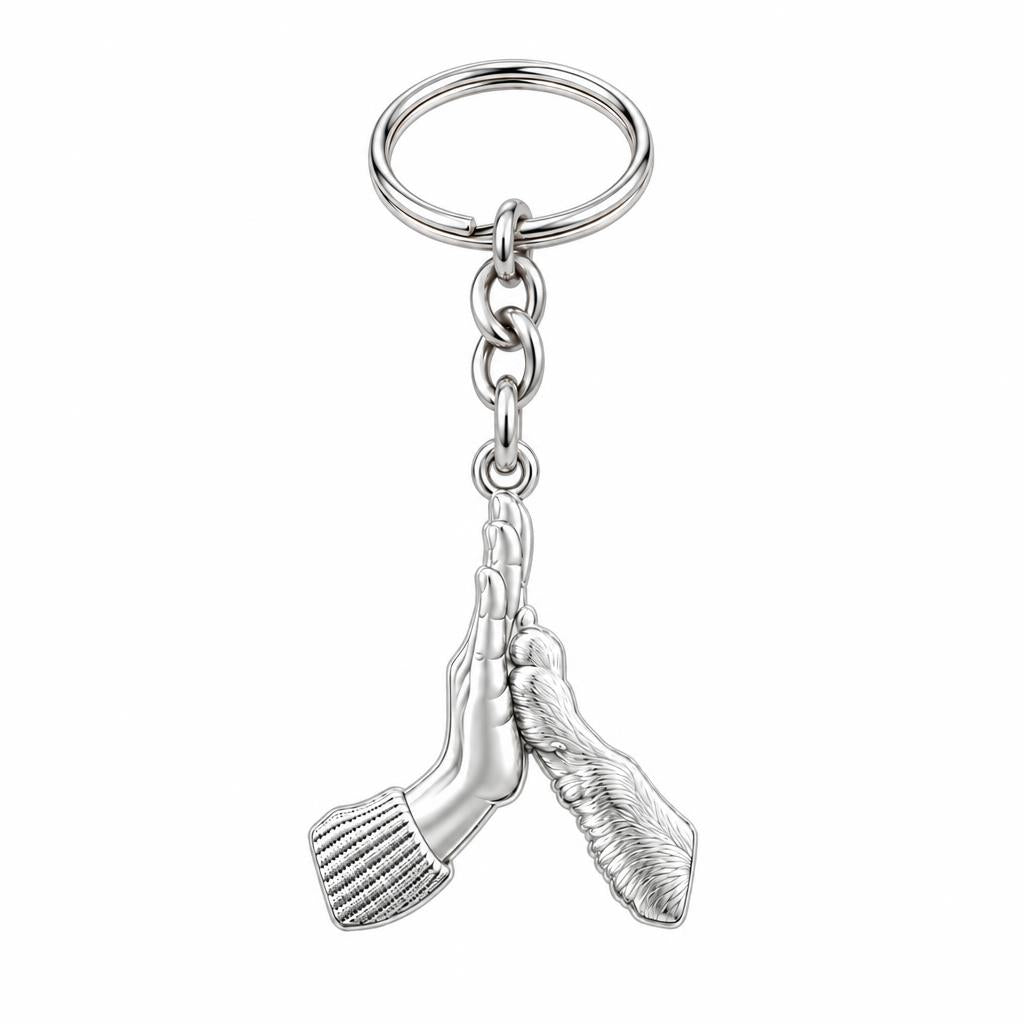 High Five Paw Charm Keychain – silver, front view