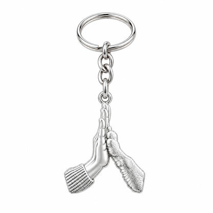 High Five Paw Charm Keychain – silver, front view