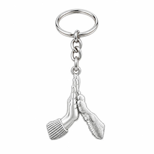 High Five Paw Charm Keychain – silver, front view