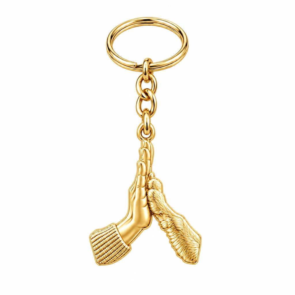 High Five Paw Charm Keychain – 18K gold, front view
