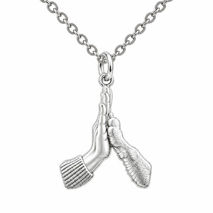 High Five Paw Charm Necklace Set – silver, front view