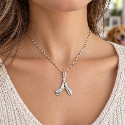 High Five Paw Charm Necklace Set – worn / in use