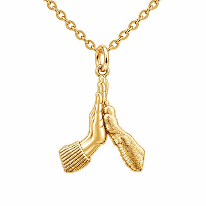 High Five Paw Charm Necklace Set – 18K gold, front view