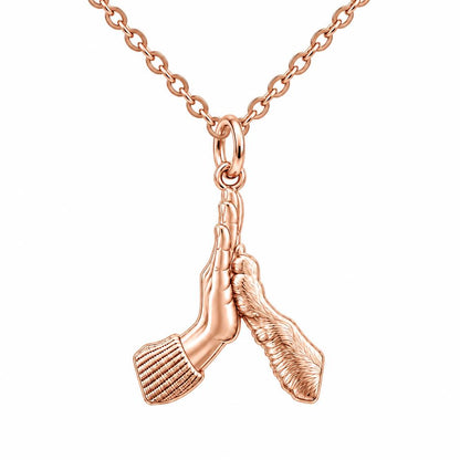 High Five Paw Charm Necklace Set – rose gold, front view