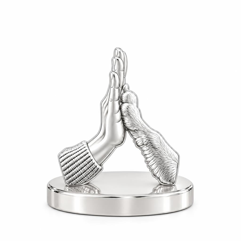 High Five Paw Keepsake Plaque – silver, front view