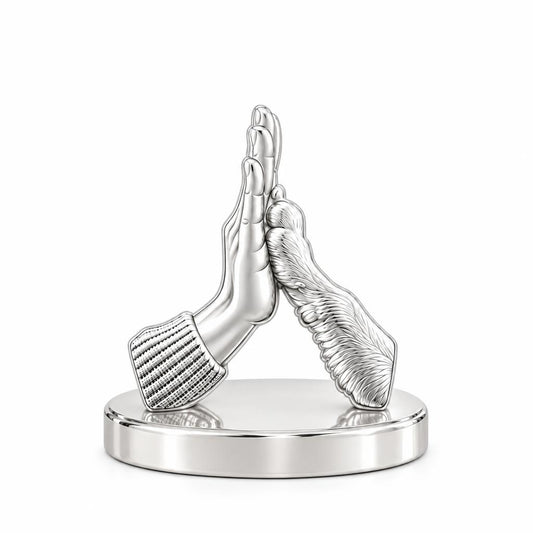 High Five Paw Keepsake Plaque – silver, front view