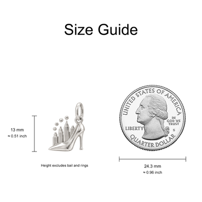 High Heel and City Skyline Charm — Size Guide — 13 mm body excluding bail and rings — 50-works-silver-20260916-11