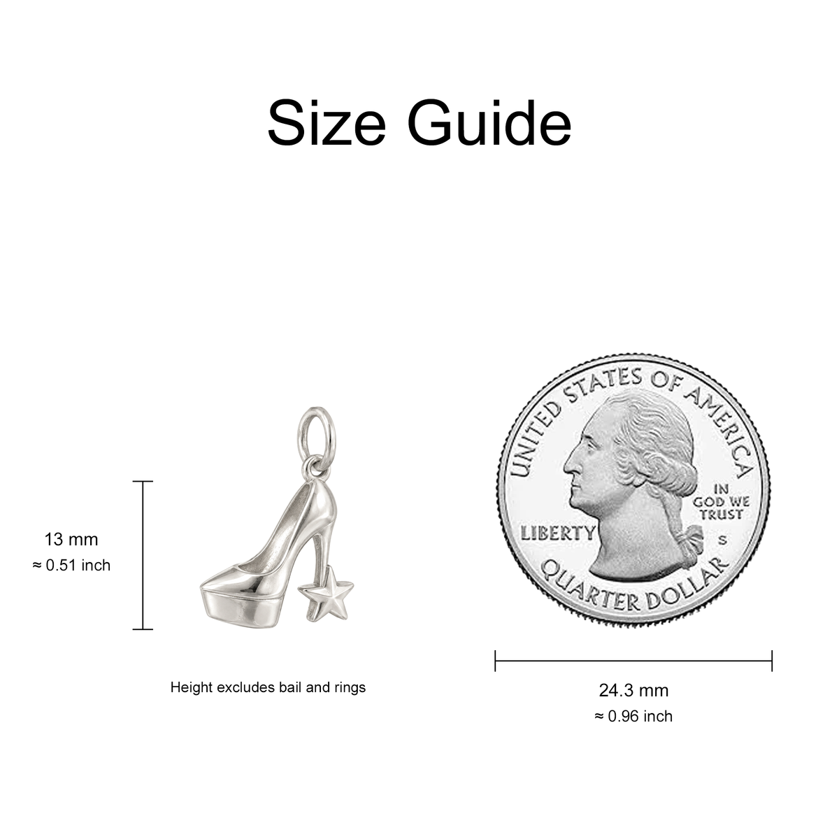 High Heel and Star Charm — Size Guide — 13 mm body excluding bail and rings — 50-works-silver-20260916-97