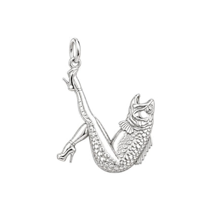 High Heels Fish Charm Bracelet – Personalized Bestie Gift – silver charm, front view