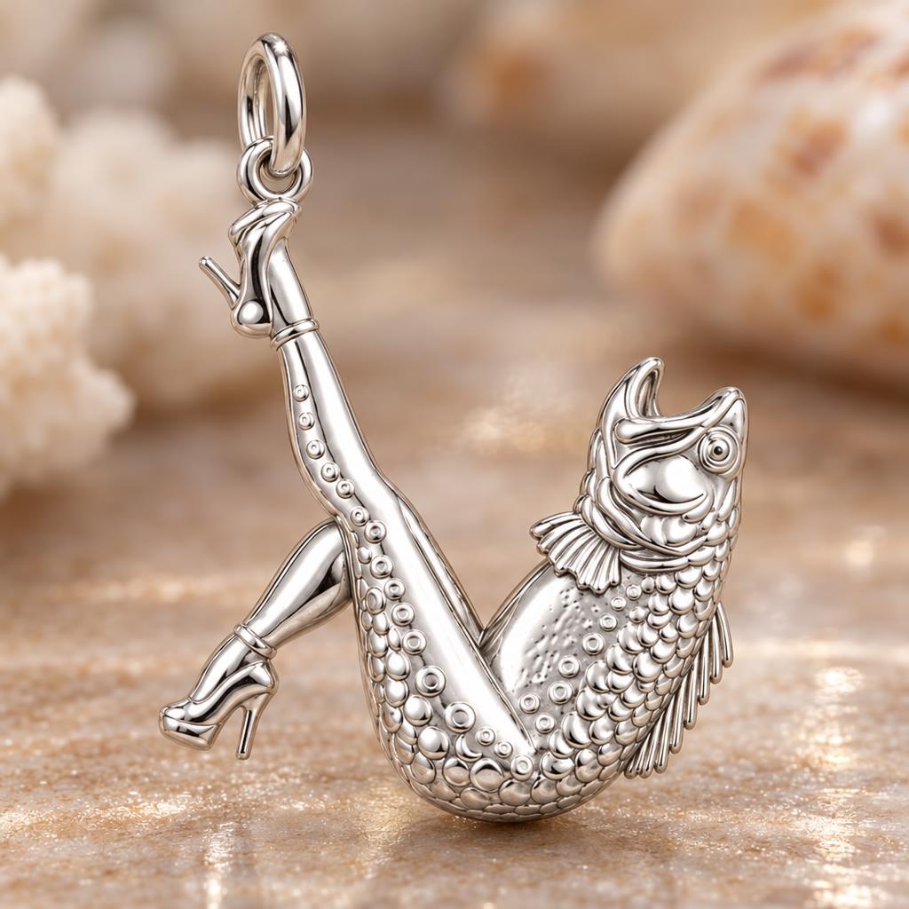 High Heels Fish Charm Bracelet – Personalized Bestie Gift – macro detail of the charm