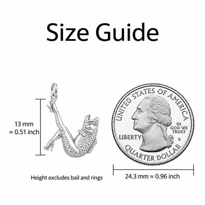 High Heels Fish Charm Bracelet Set – size guide, 13 mm charm next to a quarter