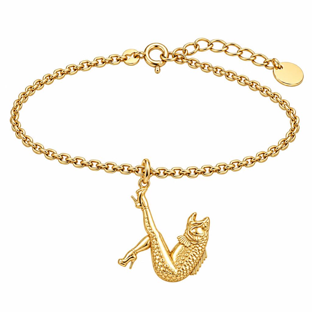 High Heels Fish Charm Bracelet Set – 18K gold, front view