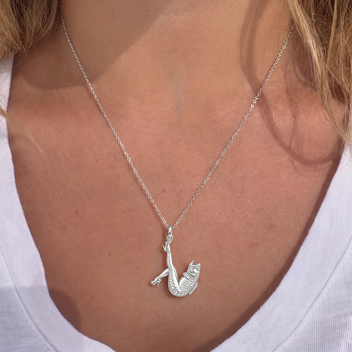High Heels Fish Charm Necklace Set – worn / in use