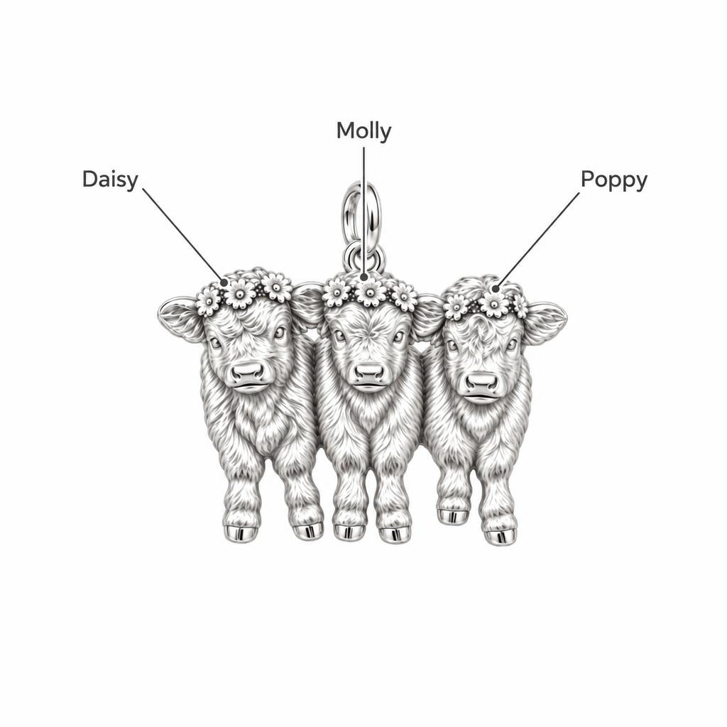 Highland Calf Flower Crown Charm Bracelet – Personalized Mom Gift – personalization guide