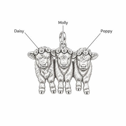 Highland Calf Flower Crown Charm Bracelet – Personalized Mom Gift – personalization guide