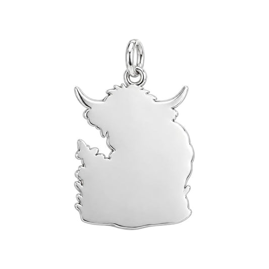 Highland Cow and Calf Charm Bracelet – Personalized Mom Gift – back of the charm, engraving area