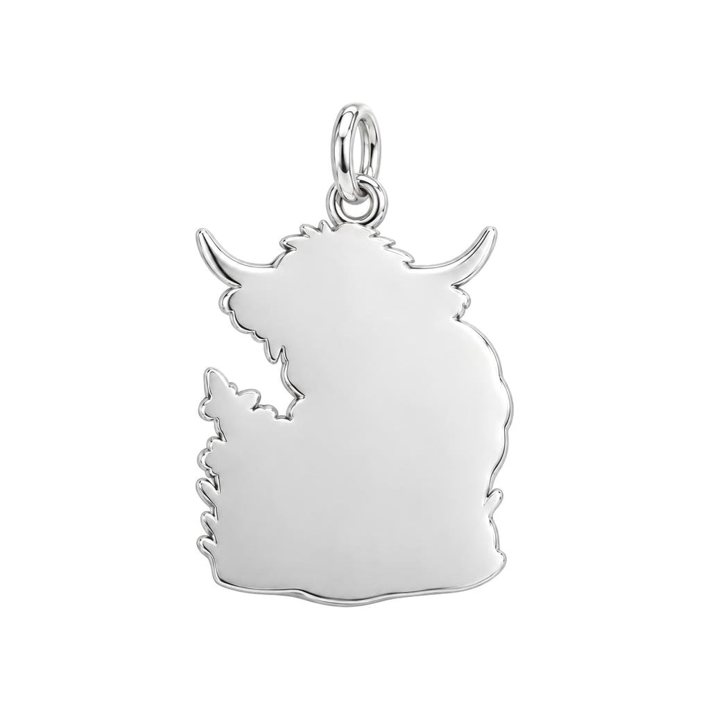 Highland Cow and Calf Charm Bracelet Set – back of the charm, engraving area