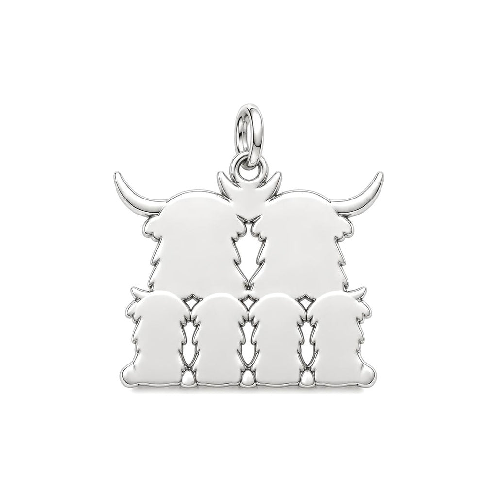 Highland Cow Family Charm Bracelet – Personalized Mom Gift – back of the charm, engraving area