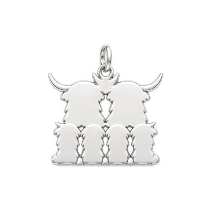 Highland Cow Family Charm Bracelet – Personalized Mom Gift – back of the charm, engraving area