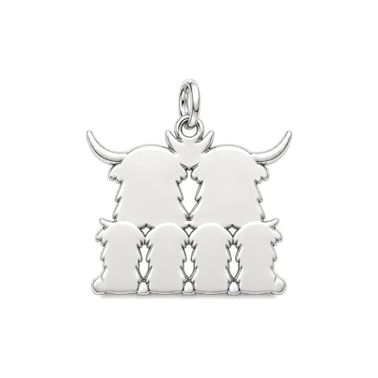 Highland Cow Family Charm Bracelet – Personalized Mom Gift – back of the charm, engraving area