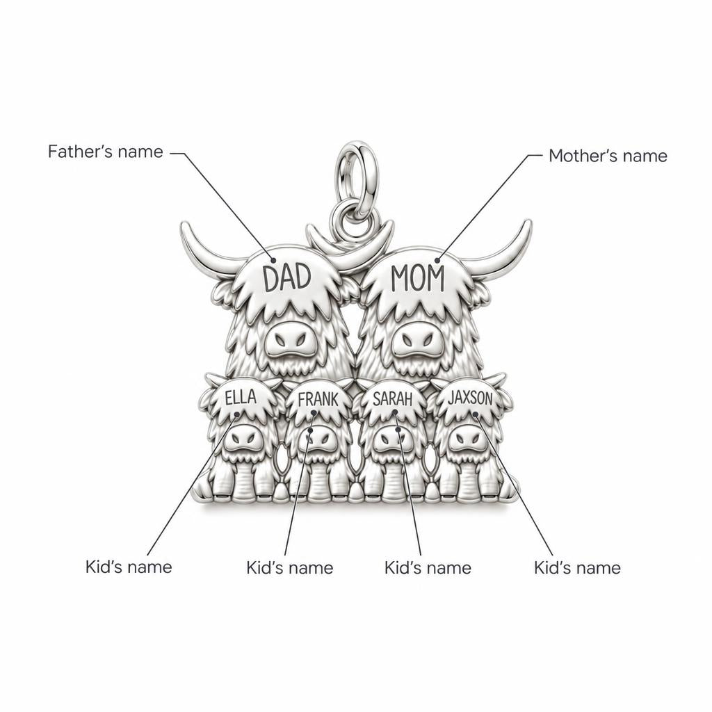 Highland Cow Family Charm Bracelet – Personalized Mom Gift – personalization guide