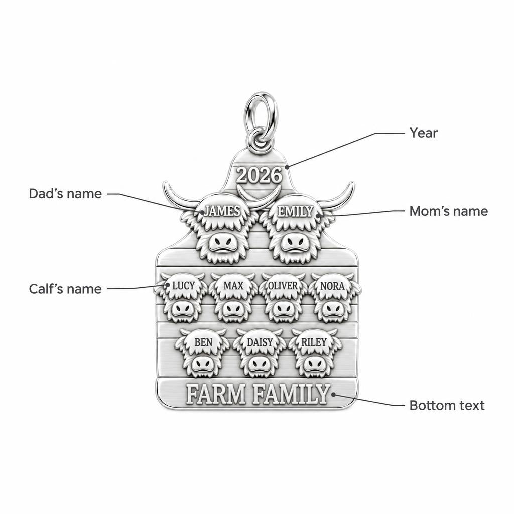 Highland Cow Family Herd Charm Bracelet – Personalized Mom Gift – personalization guide