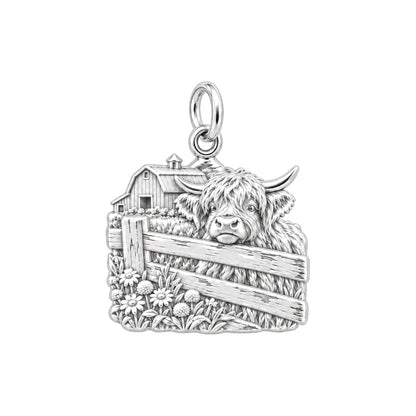 Highland Cow Farmstead Charm and Polyester Cord Bracelet Set