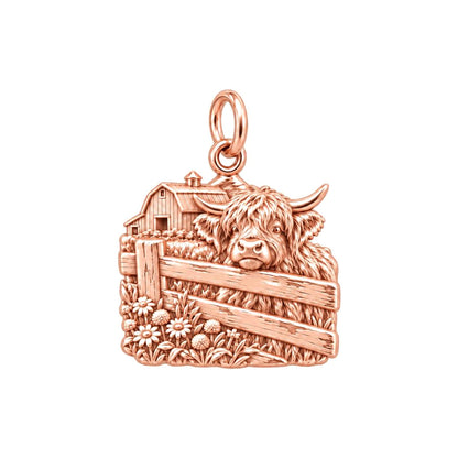 Highland Cow Farmstead Charm and Polyester Cord Bracelet Set
