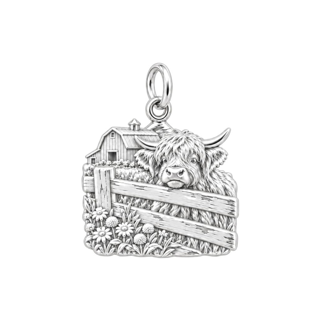 Highland Cow Farmstead Charm and Polyester Cord Bracelet Set