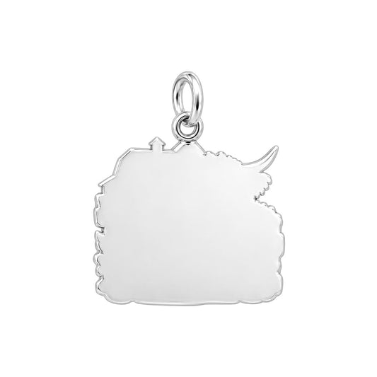 Highland Cow Farmstead Charm Bracelet – Personalized Mom Gift – back of the charm, engraving area