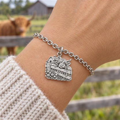 Highland Cow Farmstead Charm Bracelet Set – worn / in use