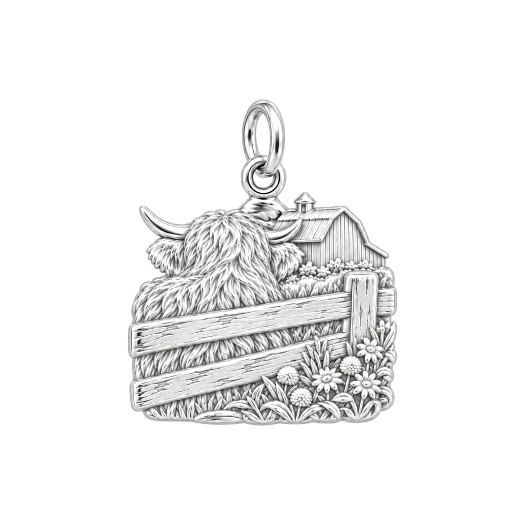 Highland Cow Farmstead Keepsake Plaque – back of the charm, engraving area