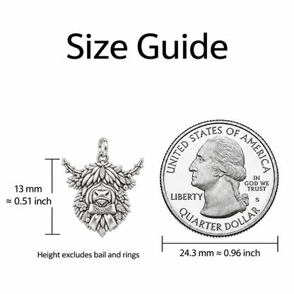 Highland Cow Festive Bow Charm Bracelet – Personalized Mom Gift – size guide, 13 mm charm next to a quarter