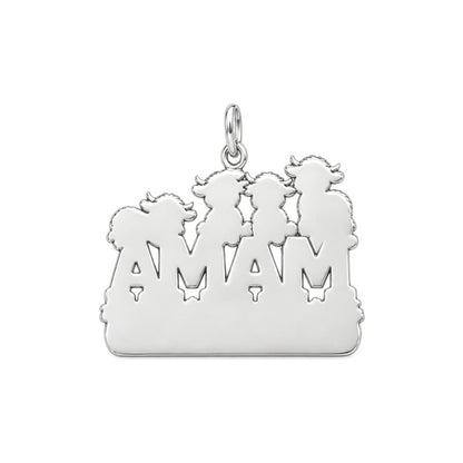 Highland Cow Mama Charm Bracelet – Personalized Mom Gift – back of the charm, engraving area