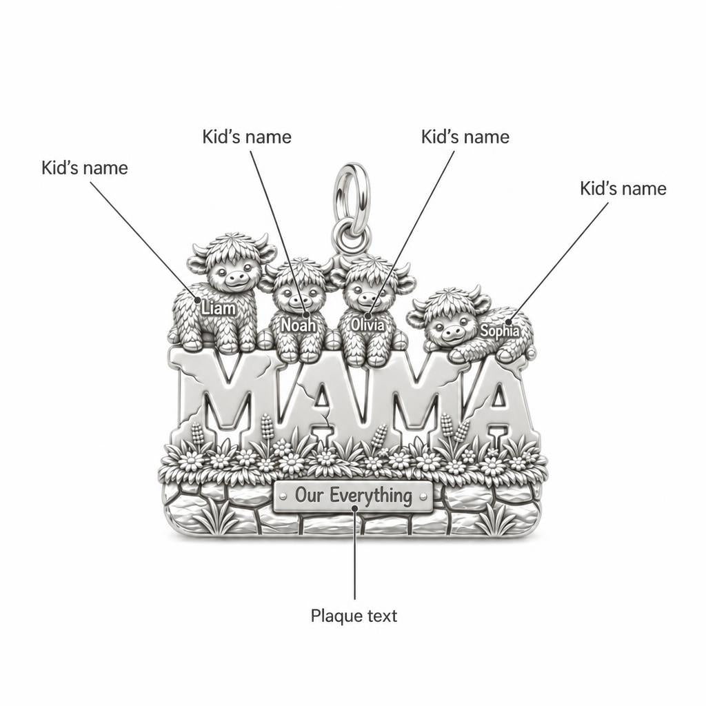 Highland Cow Mama Charm Bracelet – Personalized Mom Gift – personalization guide
