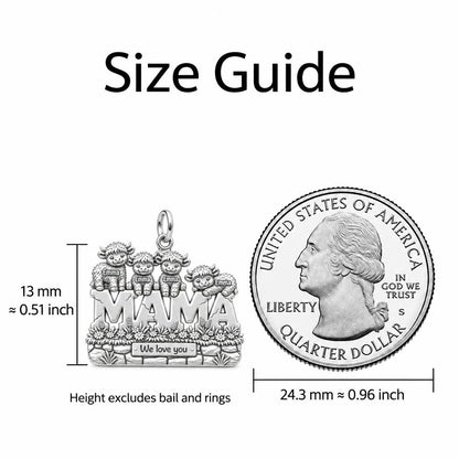 Highland Cow Mama Charm Bracelet – Personalized Mom Gift – size guide, 13 mm charm next to a quarter