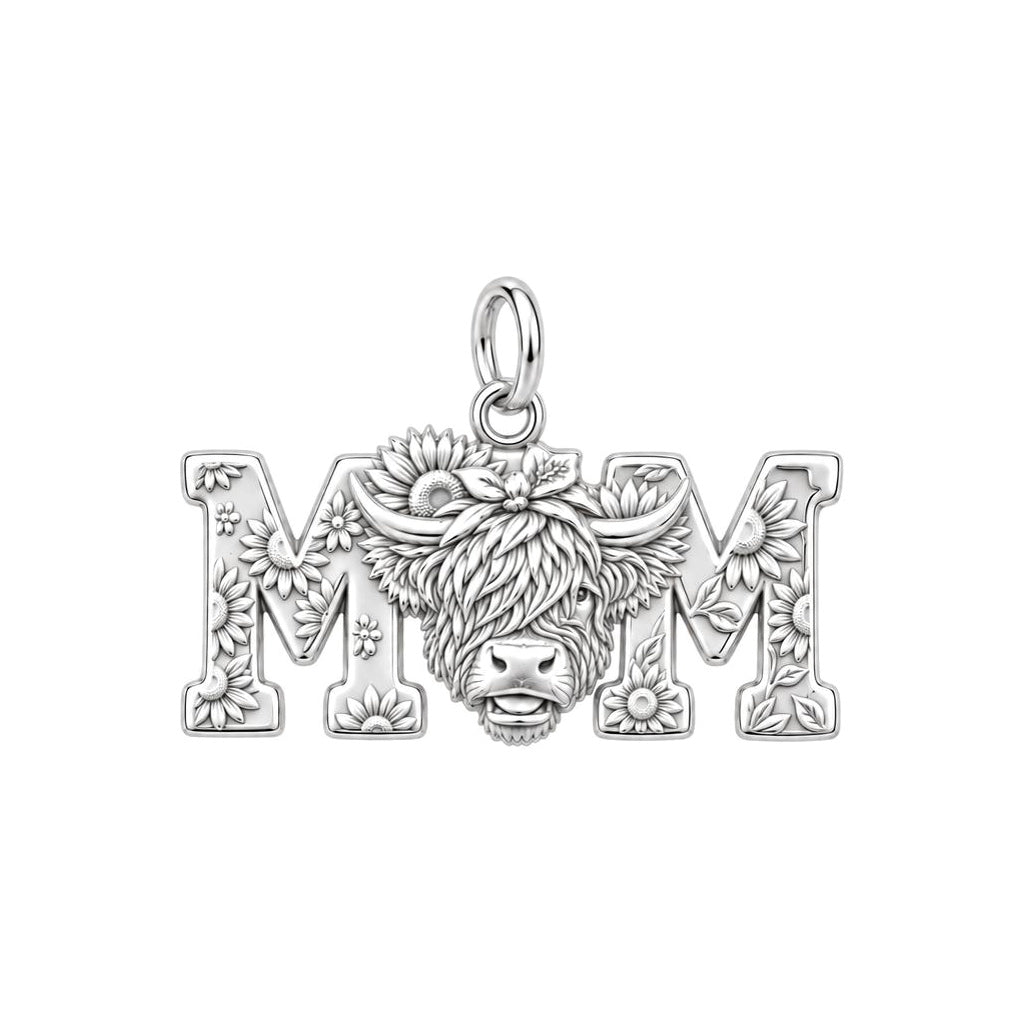 Highland Cow Sunflower Mom Charm and Polyester Cord Bracelet Set