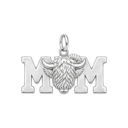 Highland Cow Sunflower Mom Charm and Polyester Cord Bracelet Set